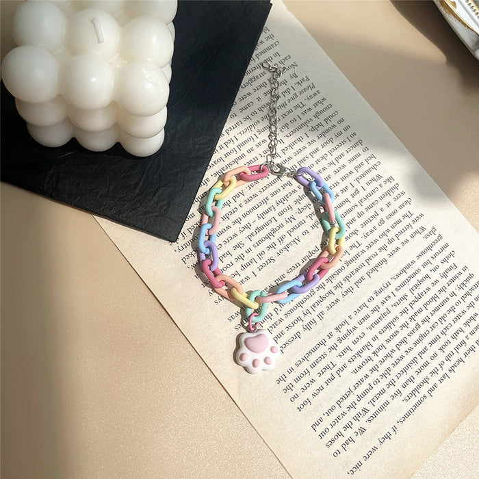 Acrylic rainbow cat claws girlfriend bracelet Lolita style