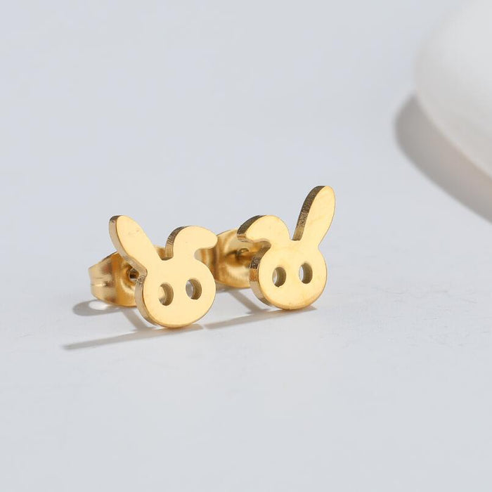 Mini pendientes de conejo, nuevos pendientes huecos simples y lindos de estilo dulce, pendientes de moda coreana al por mayor