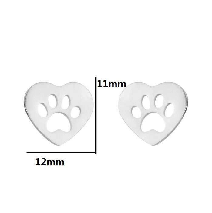 Bear Paw Stainless Steel Stud Earrings - Cute and Playful Animal Jewelry for Everyday Wear