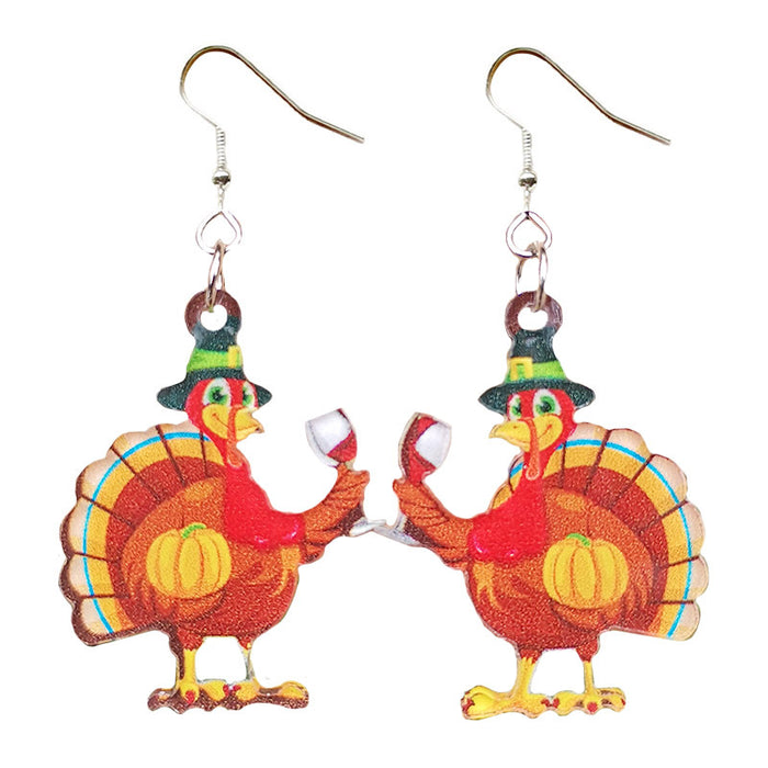 Thanksgiving Acrylic Turkey Earrings