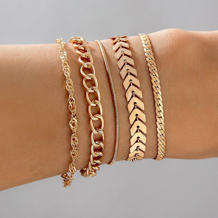 Punk Chain Bracelet Set - Six-Piece Bohemian Jewelry for Women