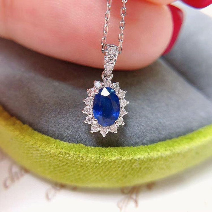 Vintage royal blue zircon pendant wedding anniversary gift