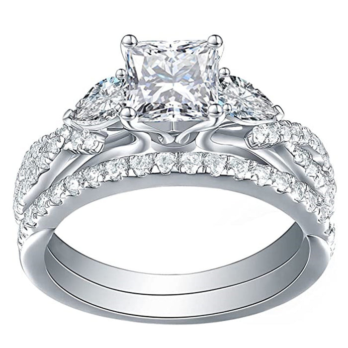 High-end four-claw square couple rings quadrilateral atmospheric fashion ring