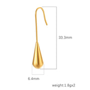 Simple teardrop earrings French retro stainless steel earrings - wallojewerly 