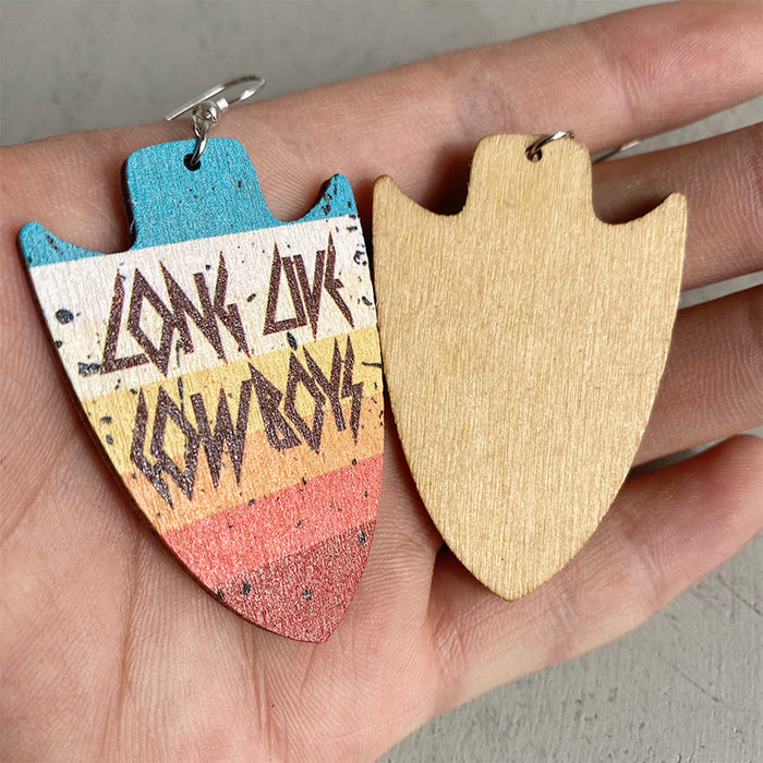 Wooden patriotic earrings