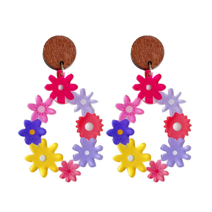 Bohemian Flower Teardrop Earrings with Vintage Floral Design