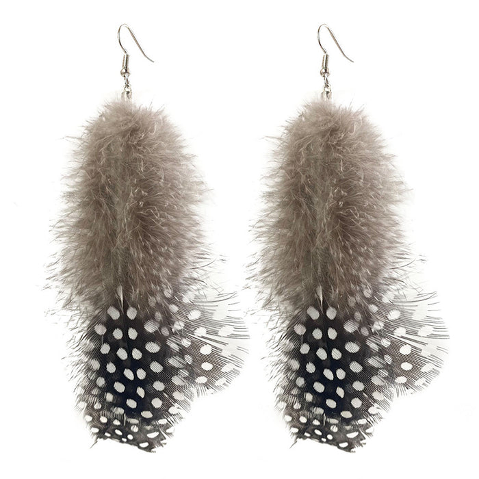 Western Vintage Long Feather Earrings with Dark Style Design