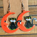 Halloween black cat acrylic earrings - wallojewerly 