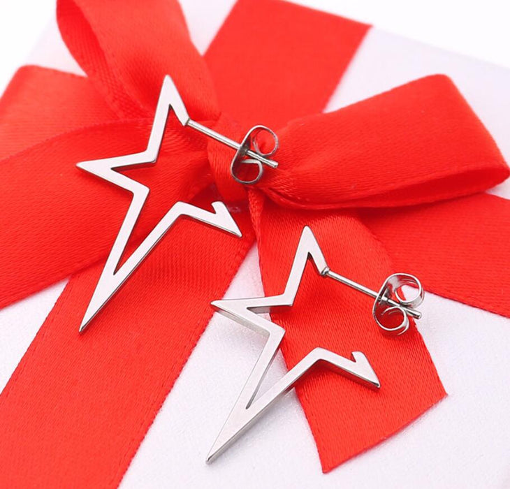 Black star and moon earrings, cross-border new stainless steel simple star and moon earrings personalized accessories wholesale