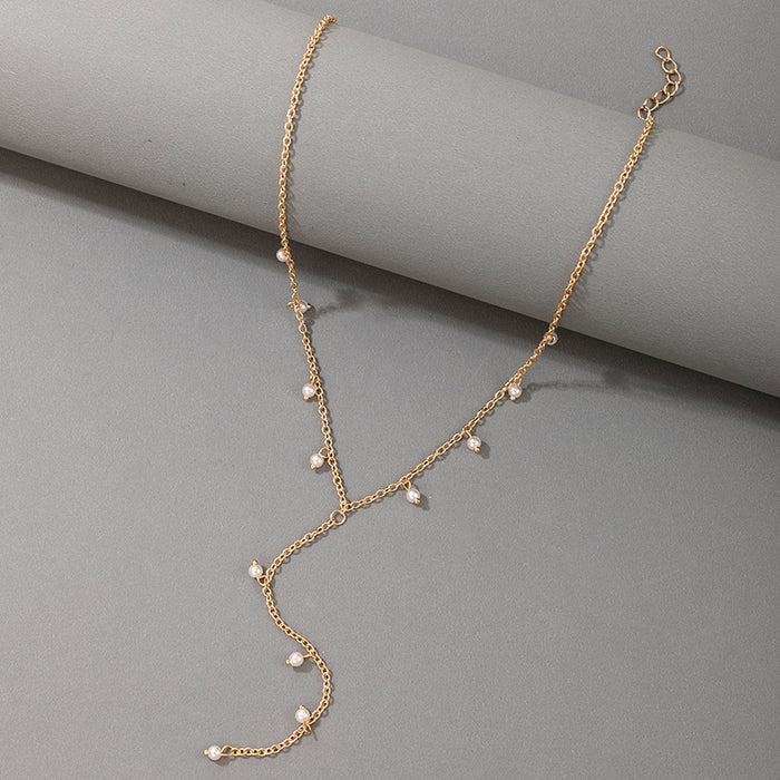 Elegant Pearl Choker Necklace – Long Sweater Chain