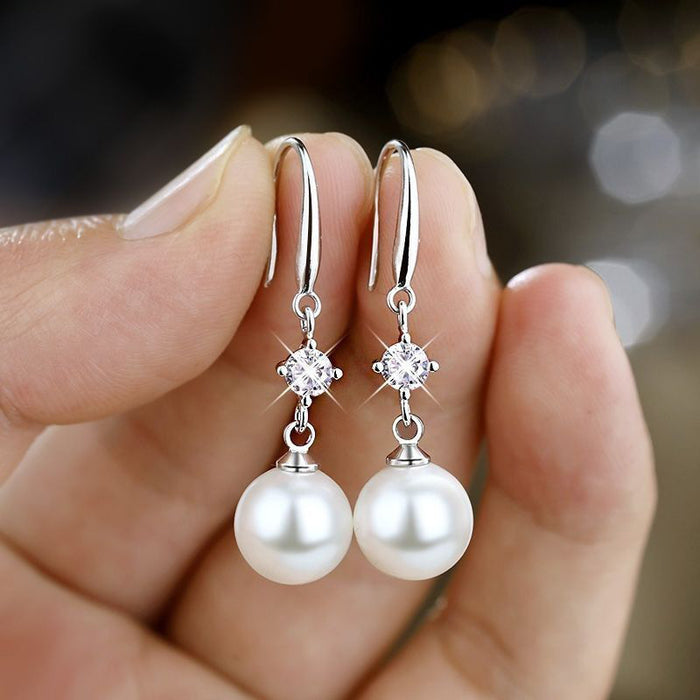 Pearl earrings elegant ear hooks bridal earrings for women