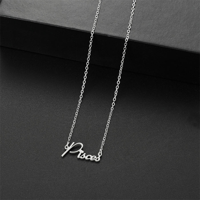 Collar inglés de doce constelaciones, joyería apilable de acero inoxidable europea y americana, cadena de clavícula personalizada para mujer al por mayor