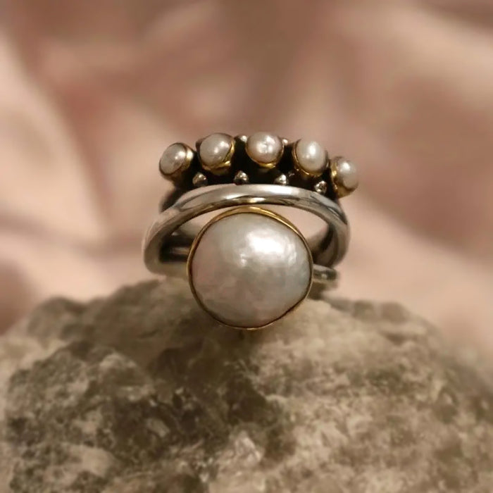 Vintage Thai Silver Imitation Pearl Ring