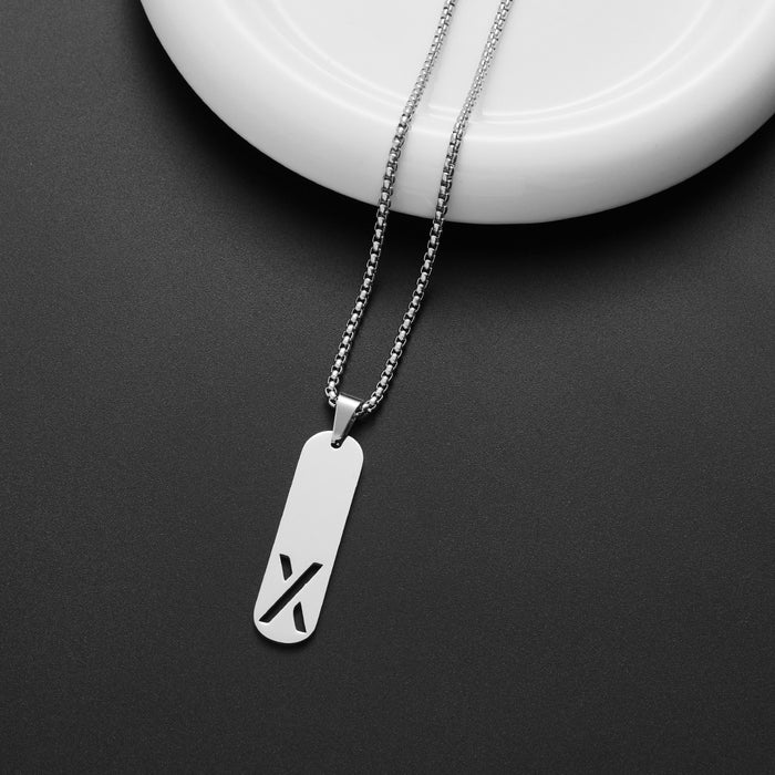 Military brand pendant necklace, European and American independent station stainless steel punk hip-hop English letter all-match chain wholesale