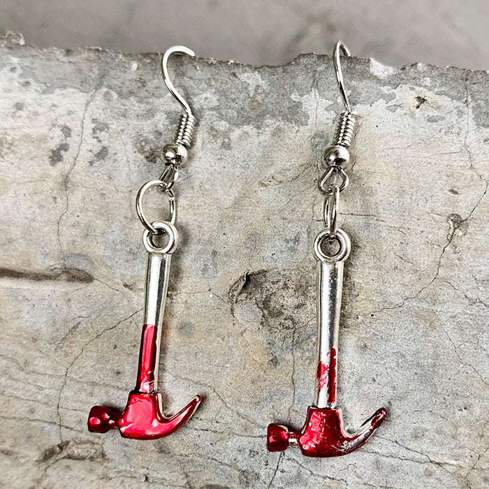 Halloween Bloody Axe, Saw, and Knife Earrings with Party Design