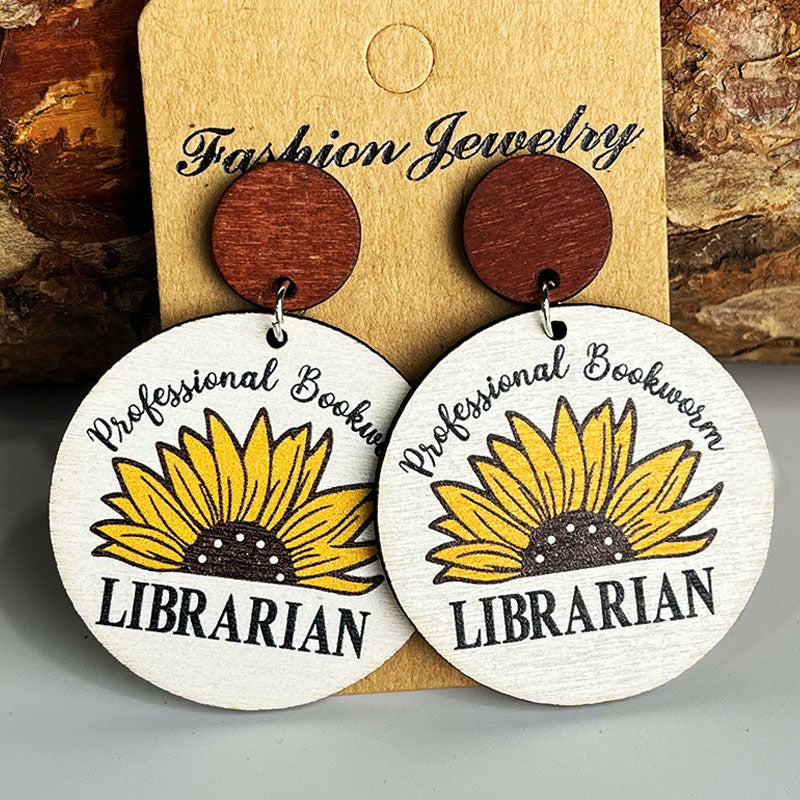 Wooden sunflower earrings