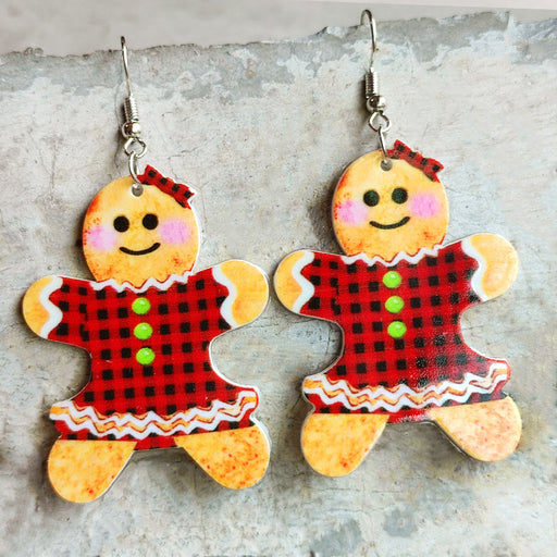 Rainbow Acrylic Christmas Tree and Gingerbread Man Earrings