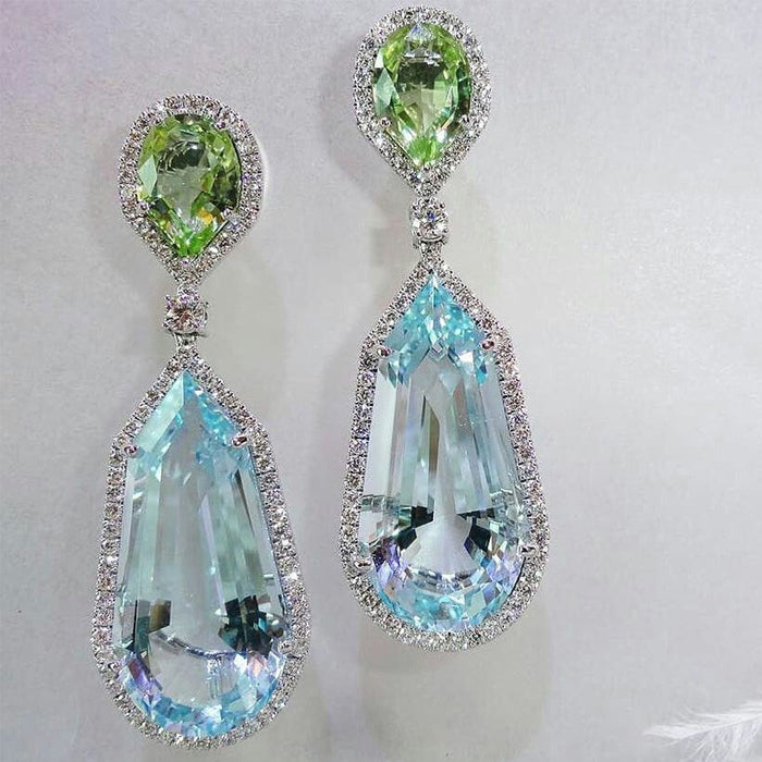 Aquamarine Zirconia Wedding Earrings