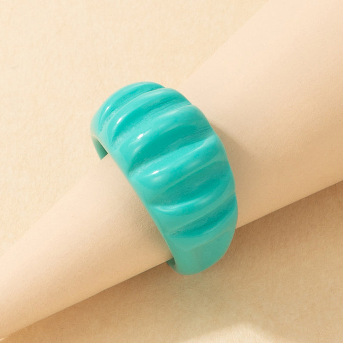 Colorful resin ring, preppy wide design