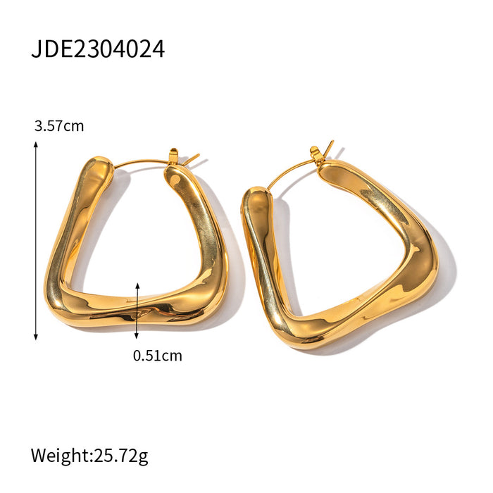 18K Gold Plated Stainless Steel Chunky Hoop Earrings - Elegant Fashion Jewelry