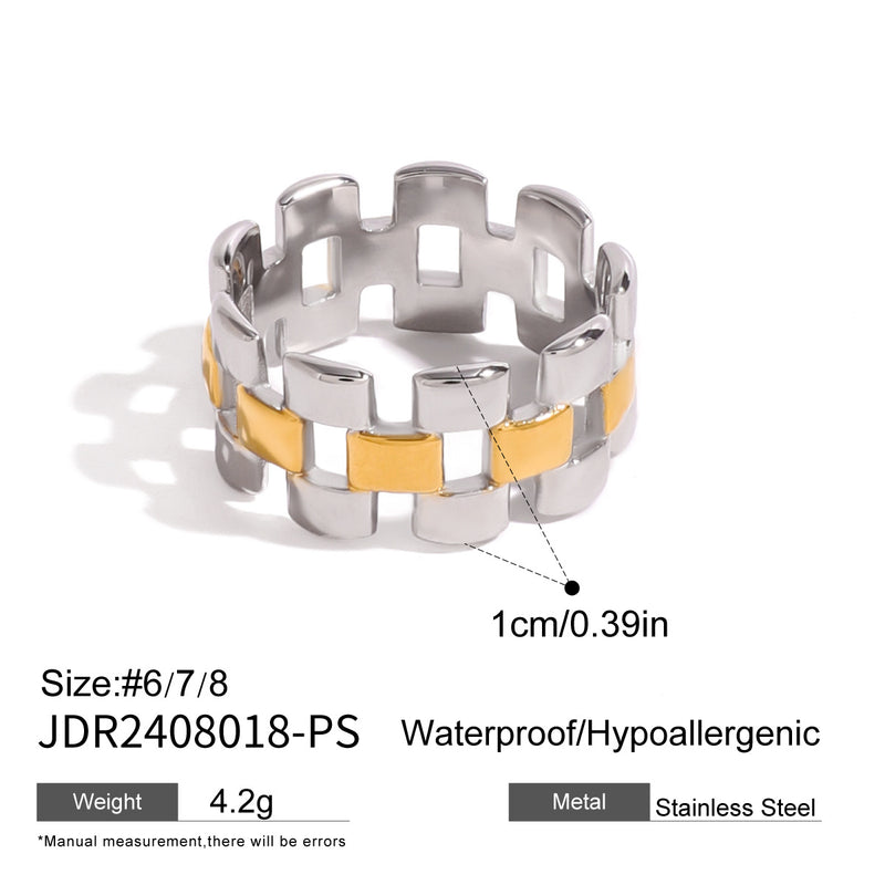 Stainless steel contrasting color light luxury ring