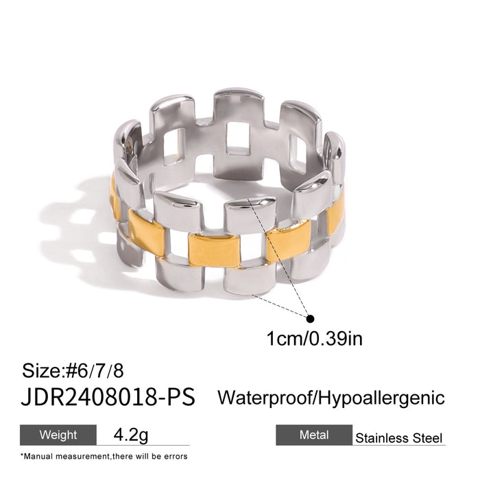 Stainless steel contrasting color light luxury ring