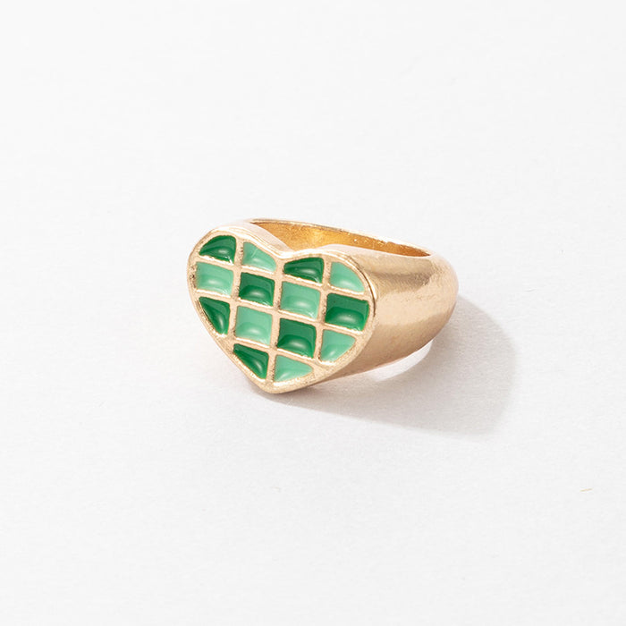 Colorful Oil Drop Square Single Ring