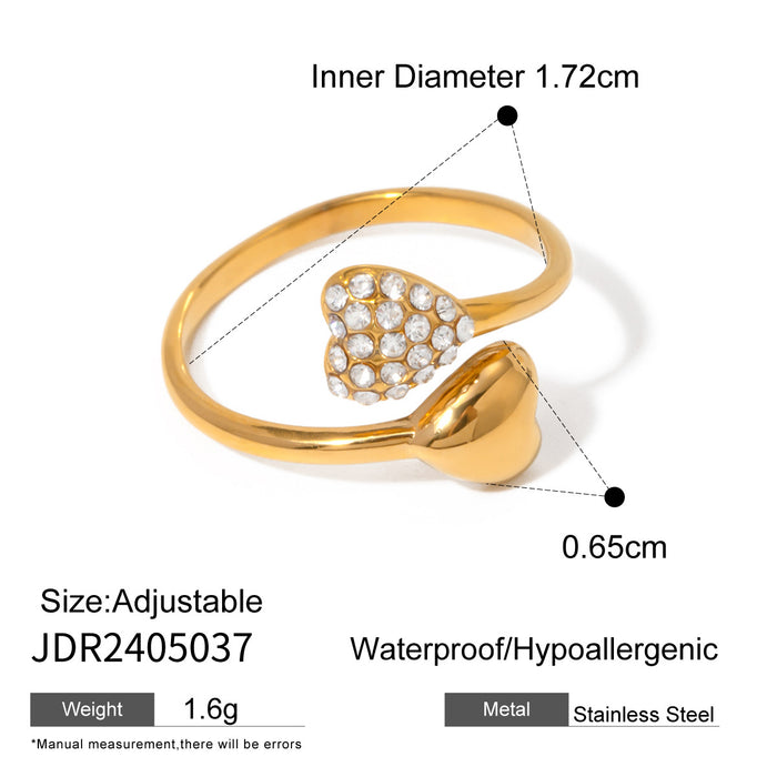 Stainless steel 18k gold diamond open ring