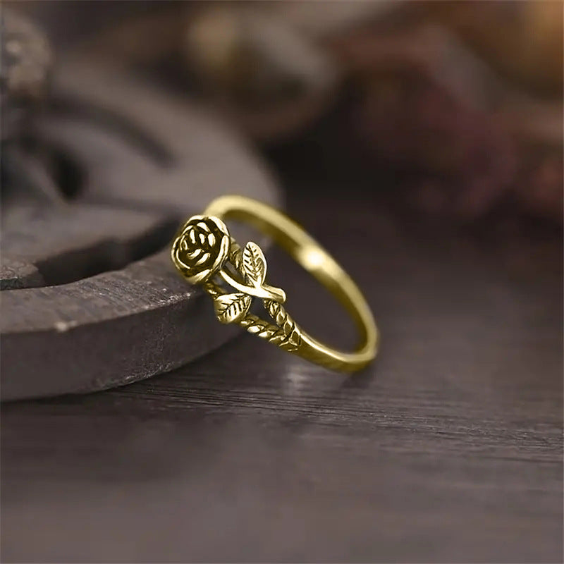 Classical rose ring retro thin ring index finger ring