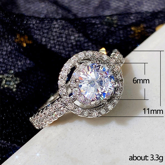 Micro-paved round zircon ring, elegant ring