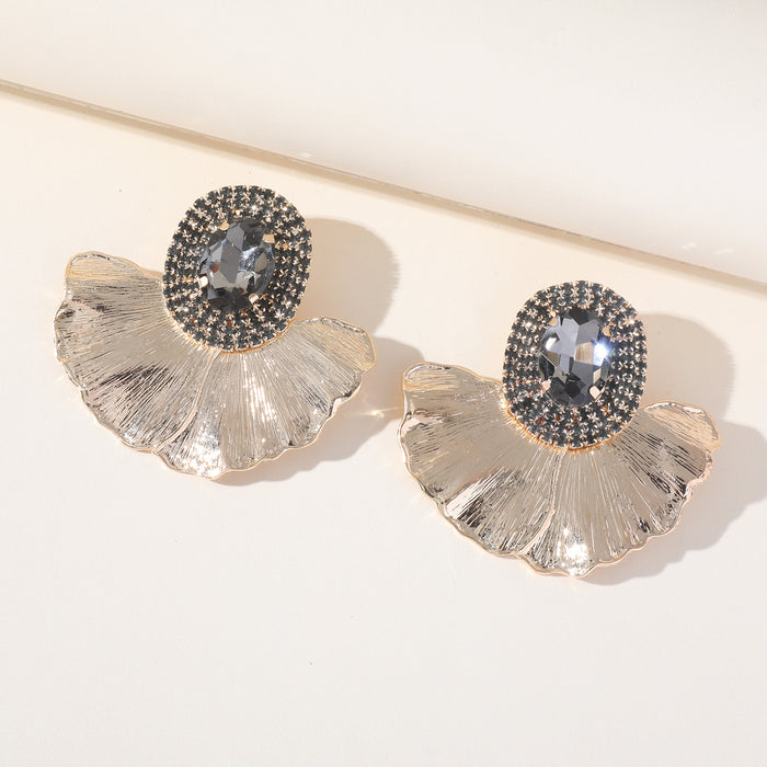 Oval Flower Rhinestone Earrings - Exaggerated Colorful Dangles for a Chic Look