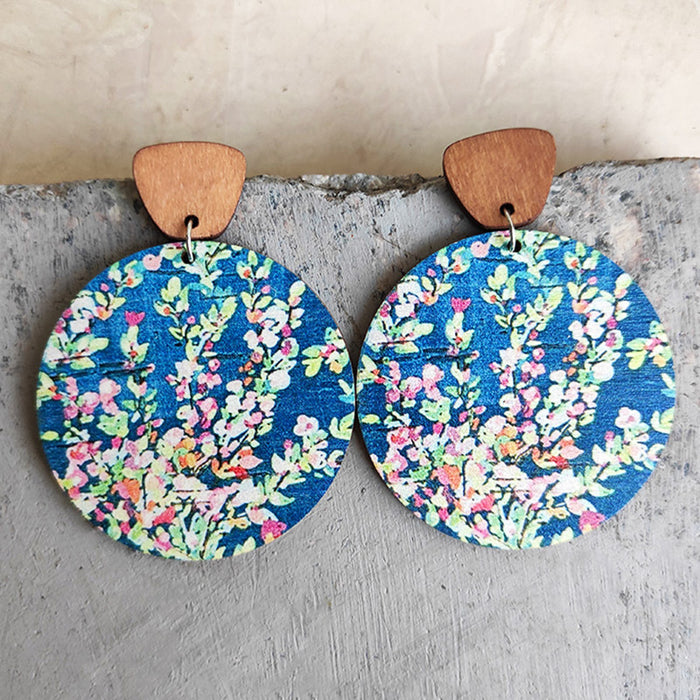 Wooden round earrings