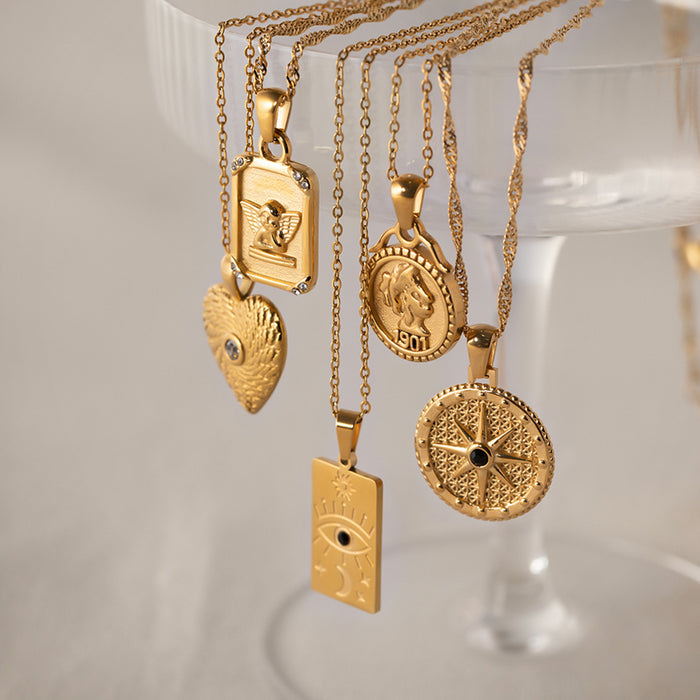 Coin Pendant Necklace with Vintage Minimalist Design - Women's Fashion Sweater Chain