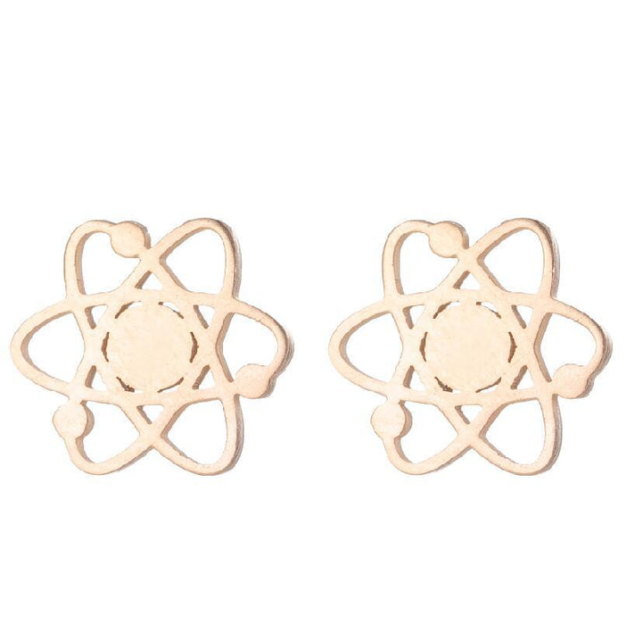 Molecular cutout stainless steel earrings - wallojewerly 