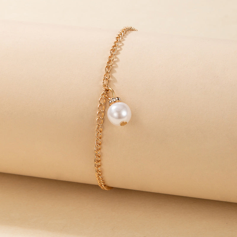 Minimalist Ins-Style Pearl Anklet with Trendy Ins-Style Pearl Anklet for Women