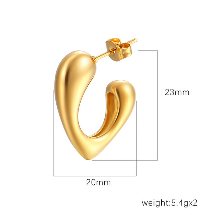 Hollow heart earrings, 18K gold non-fading stainless steel light luxury women's earrings