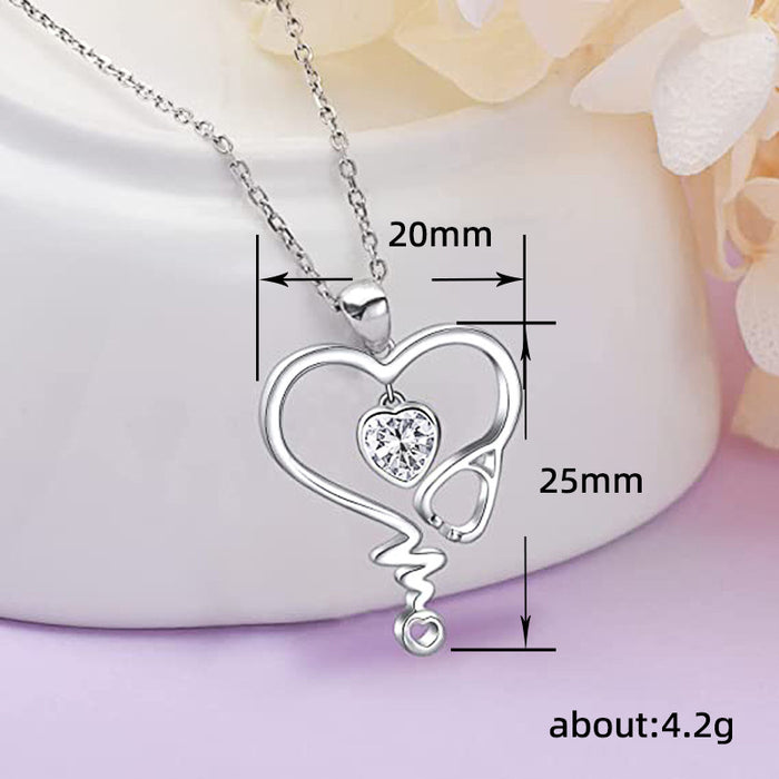 Stethoscope Pendant Necklace Women's Heartbeat Frequency Necklace