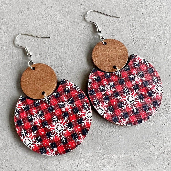 Wooden Christmas Snowflake Earrings