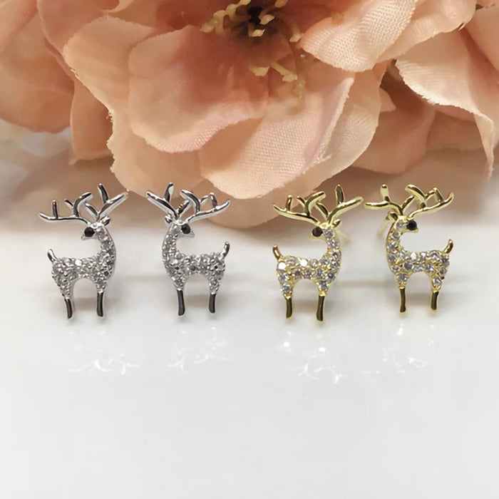 Geometric zircon deer earrings Christmas gift earrings fashion inlaid earrings