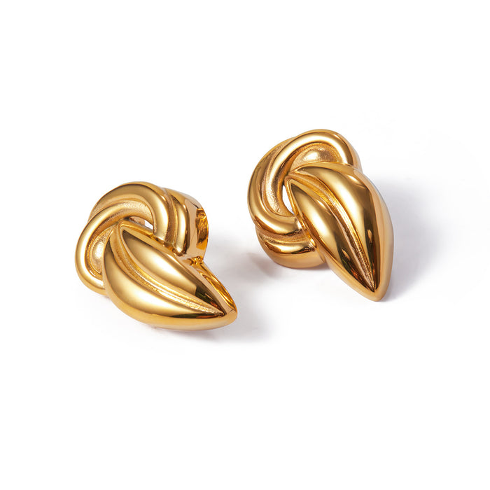 18K Gold Plated Titanium Steel Heart Stud Earrings - Elegant Fashion Jewelry