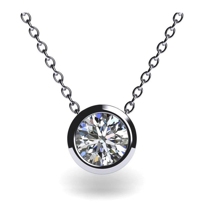 Simple geometric round single diamond women's clavicle necklace