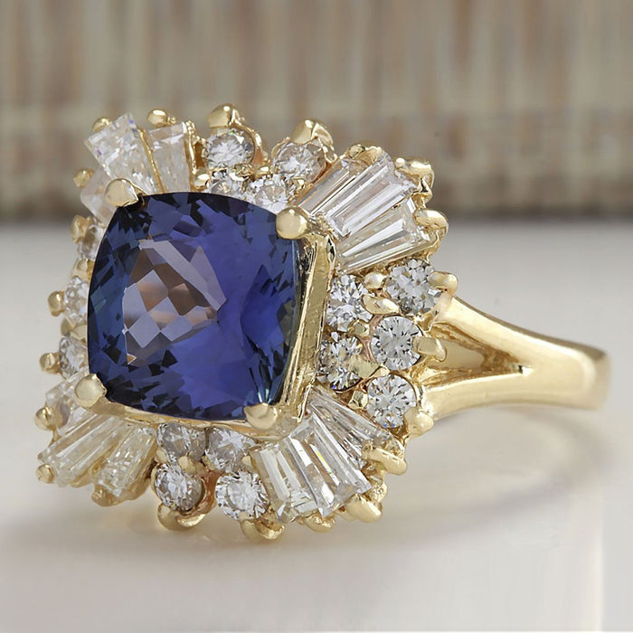 Alloy inlaid dark blue zircon ring for women