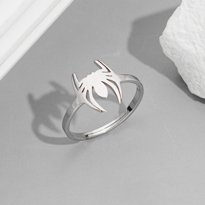 Halloween spider ring, European and American style stainless steel open adjustable ring wholesale