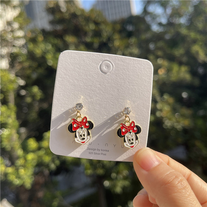 Cartoon earrings | 925 silver needle sweet girl earrings student style earrings