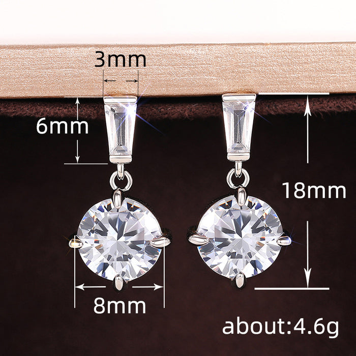 Round light luxury earrings, simple commuting Japanese and Korean earrings