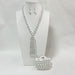 Wholesale glass pearl tassel necklace, bracelet, and earring sets - wallojewerly 