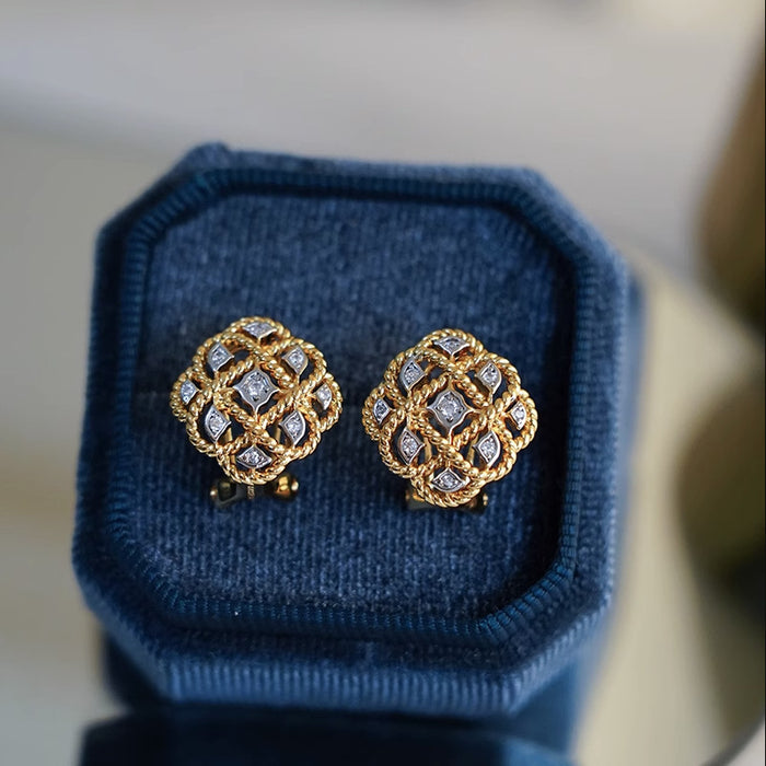 Diamond stitching ear clip geometric earrings summer women's earrings