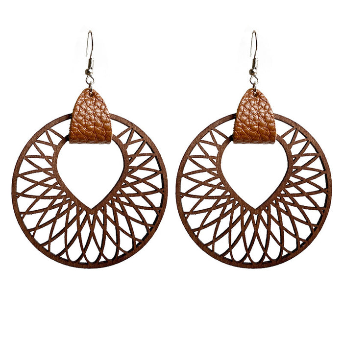 Wooden hollow earrings