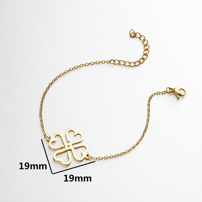 Lucky clover pendant bracelet, geometric hollow heart bracelet wholesale