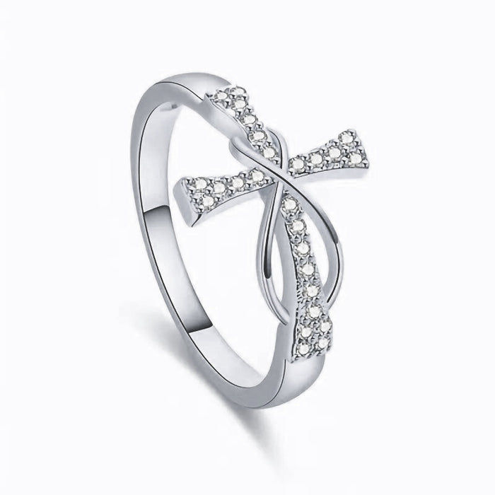 Cross zircon ring simple classic design ring fashionable personality female ring